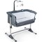 Gymax Portable Baby Bed Side Crib Height Adjustable W/ Music Box And Toys Dark Grey